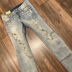 💙SOLD - MERCARI💙Ripped & Studded Skinny Jeans
